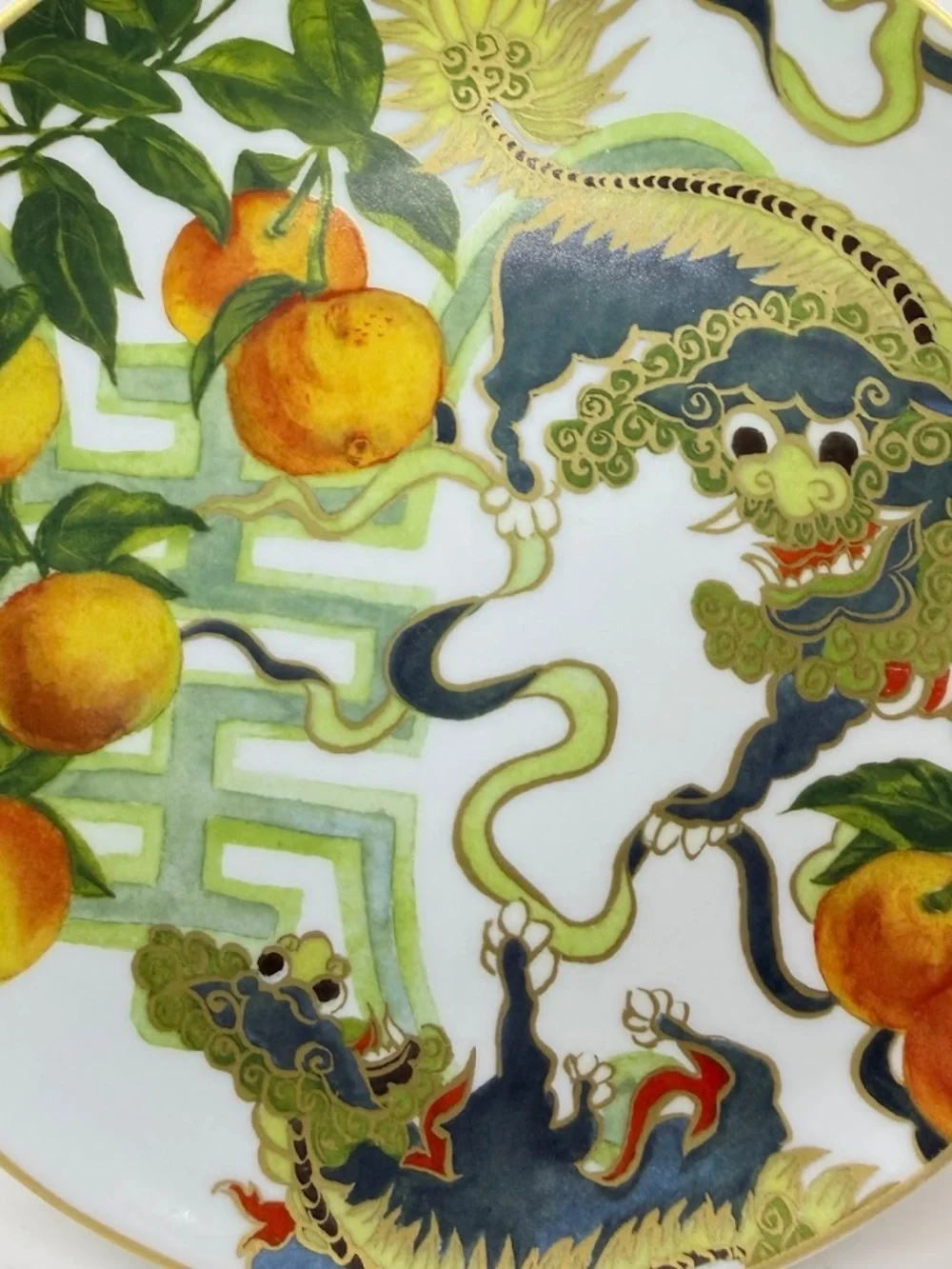 Williams Sonoma Lunar New Year New Moon Salad Plate Mandarin Foo Dog 8.5
